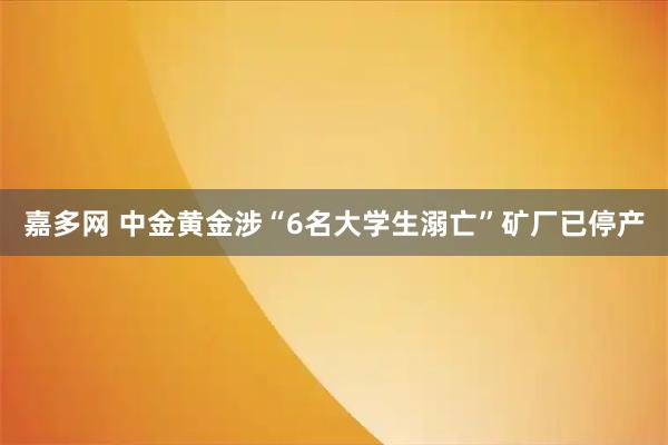 嘉多网 中金黄金涉“6名大学生溺亡”矿厂已停产